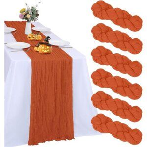 6 Pack Fall Table Runner Orange Cheesecloth 10FT Boho Gauze Fabric Table Runner